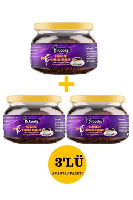 Kolajenli Hindiba Kahvesi 3'lü Detox Diyet Kahve 3 Aylık - (180 KULLANIM) Net 450gr