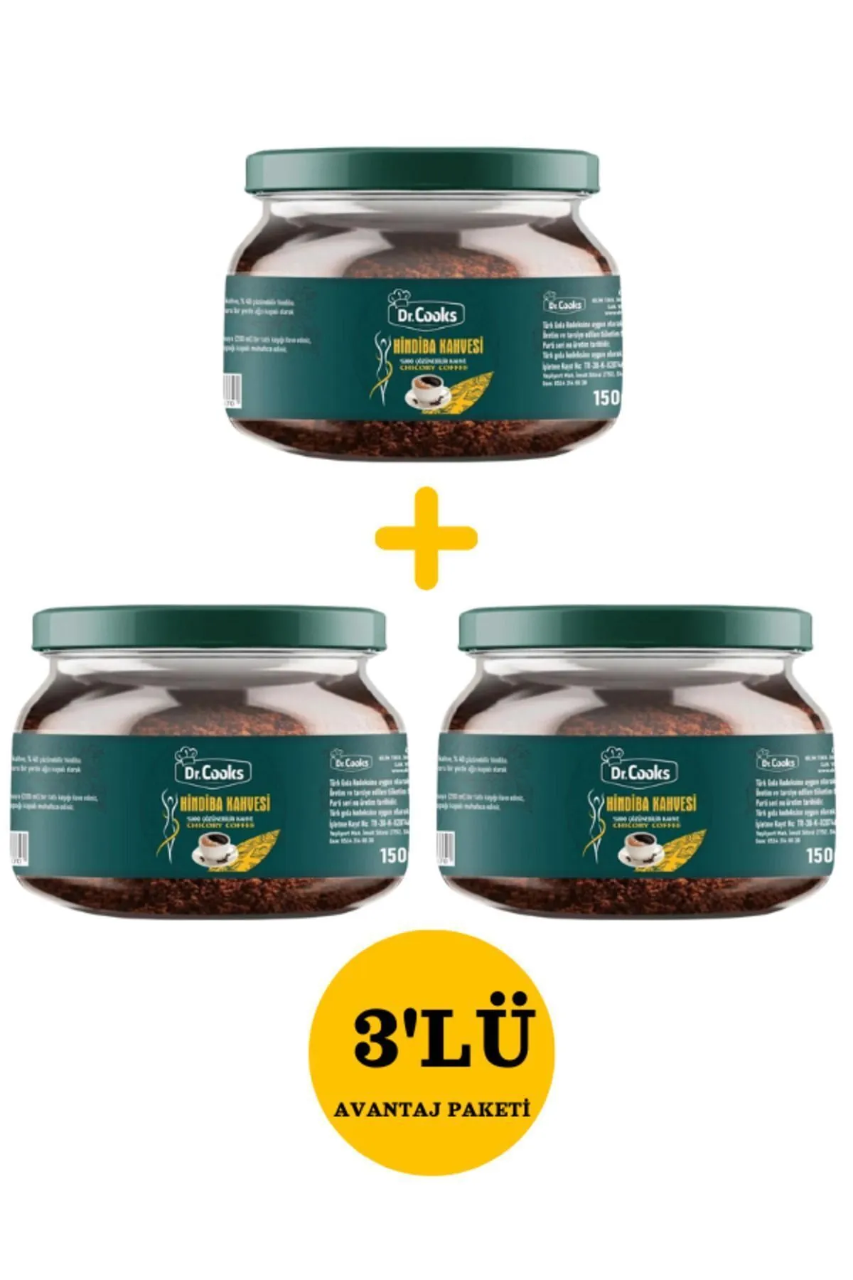 3'lü Set Hindiba Kahvesi Detox Diyet Türk Kahvesi 3 Aylık - (180 KULLANIM) Net 450gr